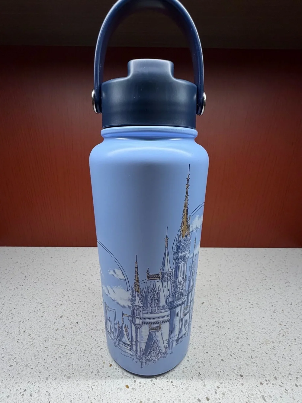 NEW 2026 DISNEY WORLD CINDERELLA CASTLE JUMBO 1 LITER WATER BOTTLE IN BLUE